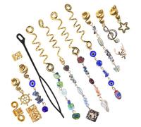 BESTOYARD 50pcs Blue Cat Eye Stone Hair Accessories for Women Dreadlock Braid Clips with Unique Ethnic Design Metal and Plastic Spiral Snake-shaped Leaf Hair Cuff for Occasion