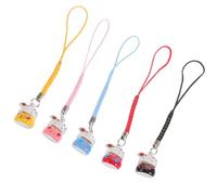 BESTOYARD 5pcs Fortune Cat Mobile Phone Lanyard with Copper Bell Pendant Easy to Carry Lucky Cat Ornament for Decoration and Gift Suitable for Wallet and Keys Random Color