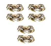BESTOYARD 6 Pcs Mini Crab Figurine in Brass with Aged Patina for Tea Trays | Rustic Retro Style, Oxidized Golden Finish, Easy Placement, for Study Spaces, DIY Craft Projects