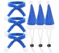 BESTOYARD 6pcs Blue Pet Christmas Costume Set Featuring Flexible Design Lint Hat and Scarf Accessories for Dogs, Lightweight for Variety Festivals