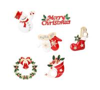 BESTOYARD 6pcs Christmas Brooch Pins Hair Clip Accessory Set with Smooth Surface Alloy Material, DIY Hairpins for Christmas Party Outfit and Festive Decoration