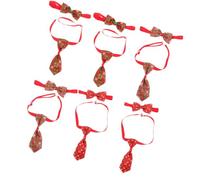 BESTOYARD 6pcs Christmas Dog Bow Tie Collar Set for Puppies Lightweight Polyester Material Cozy to Wear Red Xmas Pet Neck Ties for Christmas Party Random Color