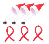 BESTOYARD 6pcs Christmas Pet Hat and Scarf Set for Pets, Red Lint Material, Lightweight and Easy to Put, for Variety Festivals with Adorable Design and Festive Charm