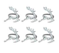 BESTOYARD 6PCS Christmas Reindeer Napkin Rings Elk Deer Napkin Rings Silver Decorative Table for Christmas Wedding Parties Everyday Use