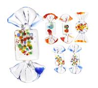 BESTOYARD 6pcs Colorful Glass Candy Ornaments Japanese Style Home Decor Lifelike Candy Adornments for Desktop Mixed Designs Childhood Memories