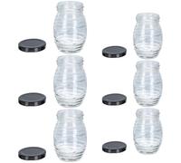 BESTOYARD 6pcs Glass Bottles Set with Iron Lids, 100ml and 250ml Capacity, Environmentally Friendly and Not Easy to Break, for Snacks and Whole Grains Storage in Kitchen