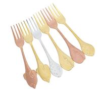 BESTOYARD 6pcs Stainless Steel Fish Fork Set with Long Handle Non-Slip Design, Easy to Clean Dessert Flatware for Home and Restaurant Use, Includes Dolphin, Puffer, and Whale Shapes