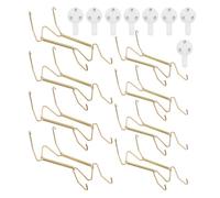 BESTOYARD 8pcs Invisible Spring Plate Wall Hanger Holder | Iron and Plastic Build, Golden Finish, Gallery Wall Display, Living Room Storage, Collectors Use