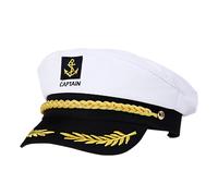BESTOYARD BESTOYARD Adult Yacht Boat Ship Sailor Captain Costume Hat Cap Navy Marine Admiral (White)
