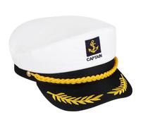 BESTOYARD Adult Yacht Boat Ship Sailor Captain Costume Hat Navy Marine Admiral Cap for Halloween Cosplay Dress Up Party Accessory(White)