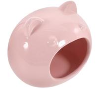 BESTOYARD Ceramic Hamster Hideout for Small Animals in Cute Cartoon Shape, Comfortable and Decorative Pink House for Guinea Pigs and Hedgehogs to Hide and Sleep