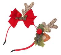 BESTOYARD Christmas Antler Headband with Bow Lightweight Fabric and Plastic Material Cute Xmas Party Headband for Women, Stylish and Comfortable Hair Accessory for Birthday and Holiday