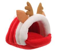 BESTOYARD Christmas Deer Shape Hamster House with Warm Pp Cotton, Wear-resistant and Easy to Clean Small Animal Nest for Hamsters and Rabbits in Winter