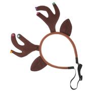 BESTOYARD Christmas Pet Headband for Dogs and Cats, Plush Coffee Colour with Comfortable Structure, Reusable Xmas Hairband for Christmas Party and Cosplay Accessories