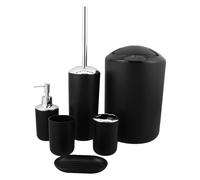 BESTOYARD Complete Bathroom Accessories Set 6 Pieces with Soap Dispenser Toothbrush Holder Soap Dish Trash Can Toilet Brush Sturdy Plastic Bathroom Hardware Set or Housewarming