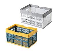BESTOYARD Foldable Plastic Storage Baskets Sturdy and Streamlined Solutions 2pcs Random Color with Handles Folding Storage Bins for Organizing Kitchen Garage Laundry Room