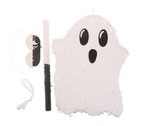 BESTOYARD Halloween Ghost Themed Pinata with Stick and Eye Mask, Paper Material with Hollow Interior and Prescored Folds, Easy to Hang and Smash, for Outdoor Party and Halloween Treat Holder