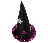 BESTOYARD Halloween Season Wizard Hat with Star Embellishments for Women | Foldable Cloth, Secure Fit, Universal Size, Classic Pointed Design, Portable for Parties