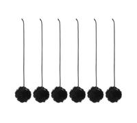 BESTOYARD Interactive Kitten 6pcs Black Plush Hanging Balls with Bell for Cat Tree Tower and Kitten Play
