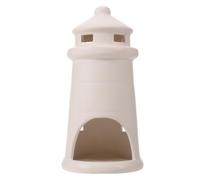 BESTOYARD Lighthouse Minimalist White Tealight Holder Sculpture Ceramic with Hollow out Design Tabletop Lighthouse Decoration in Nautical Style for Bedroom and Beach House Decor
