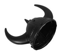 BESTOYARD Lightweight Black Plastic Viking Helmet with Horns for Men, Comfortable Medieval Style Festival Hat Suitable for Halloween and Party Cosplay Accessories