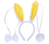 BESTOYARD Rabbit Ear Headband Set 2 Set Lightweight Cloth Material, Firmly Stays with Bow Tie and Tail for Easter Party Decor and Cosplay Photo Props