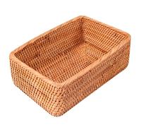 BESTOYARD Rectangular Sundry Woven Storage Box Synthetic Material Space-saving Desktop Woven Basket Simple Fashionable Design for Daily Housekeeping in Living Room