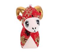 BESTOYARD Red Sheep Plush Ornament for Chinese New Year Desk Decor | Cloth and PP Cotton, Traditional Oriental Pattern with Cloud Motifs, for Friends