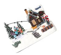 BESTOYARD Resin Lighted Christmas Snow Village House Desktop Ornament