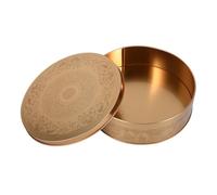 BESTOYARD Round Cake Pan Tinplate Box with Lid 6.6 Inch Classic Decorative Candy Cookie Biscuit Storage Container Multi-Use Oven Safe Treats Case for Parties Holidays