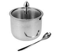 BESTOYARD Salt and Sugar Jar Stainless Steel with Lid, Spoon Included, Suitable for Kitchen Storage and Hotel Use, Silver Tone