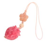 BESTOYARD Strawberry Phone Charm Chain for Women, Cute Pink Bag Accessory | Natural Nut Carved Pendant, Lightweight Daily Accent, Easy Attachment for Key Rings and Zipper Pulls