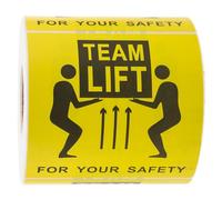 BESTOYARD Team Lift Heavy Package Label Adhesive Sticker with Caution Warning Sign and Strong Attachment for Transportation and Logistics, 500 Labels Per Roll Assorted Colour
