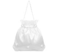 BESTOYARD Wedding Bags Satin Bridal 8-Inch Money Bag with Decorated Pearl, Baby Showers Pouch Women Handbag