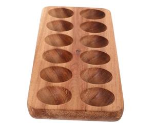 BESTOYARD Wooden Egg Tray 12 Slots Brown Rectangular Egg Holder for Refrigerator and Kitchen Countertop, Shatterproof and Damage Resistant Serving Plate for Dining Room Storage