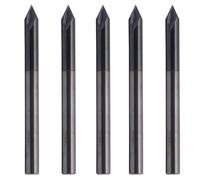 BestParts 5pcs High Performance Solid Carbide End Mill, Chamfer Mill - Single End - AlTiN Coated, 2 Flute, 60° Chamfer Angle, 1/8" Cutting Diameter, 1/8" Shank Diameter, 1-1/2" Overall Length