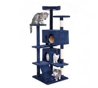BestPet 139cm Cat Tree Tower for Indoor Cats,Multi-Level Furniture Activity Center with Scratching Posts Stand House Condo Funny Toys Kittens Pet Play House,Navy Blue