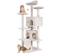 BestPet 139cm Cat Tree Tower for Indoor Cats,Multi-Level Furniture Activity Center with Scratching Posts Stand House Condo Funny Toys Kittens Pet Play House,Beige