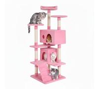 BestPet 139cm Cat Tree Tower for Indoor Cats,Multi-Level Furniture Activity Center with Scratching Posts Stand House Condo Funny Toys Kittens Pet Play House,Pink