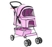 BestPet 4-Wheel Pet Stroller Dog and Cat Stroller Breathable Mesh Lightweight Travel Carrier Waterproof & Foldable Design Storage Basket for