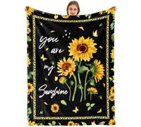 Bestraily Sunflower Throw Blanket Flannel Fleece Throw Blanket Gift for Girl Women Throw Blanket Super Soft Cozy Fuzzy Plush Throw Blanket Inspirational Throw Blanket for Bed Chair Couch 60" X 80"