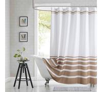 BESTRIPES 72x90 Inch Extra Long Shower Curtain, Beige and White Ombre Striped Waterproof Fabric, Modern Hotel Spa Design with 12 Rustproof Grommets & Weighted Hem