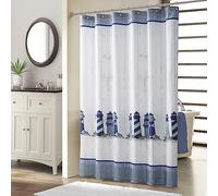 BESTRIPES Fabric Stall Shower Curtain, 54 Inch Lighthouse Shower Curtains, Blue and White Nautical Shower Curtains for Bathroom, Waterproof Small Bathroom Curtains, 54" W x 72" H