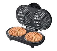 Bestron Double waffle maker for classic heart-shaped waffles, Waffle maker with non-stick coating, Sweet Dreams collection, Color: Matte Black