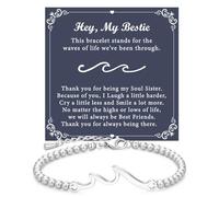 Bests Friend Gifts, Bests Friends Birthday Gift, Hypoallergenic Adjustable Bead Dainty Sparking Bracelet with Sweet Card for True Friend, Friendship Gifts for Women