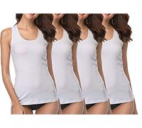 BestSale247 Pack of 4 Women's Vests - Tank Top Made of 100% Combed Cotton White, Pack of 4 Tank top, White, 22-24