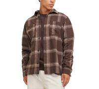 Bestseller A/S Men's Jcospace Logan Flannel Overshirt LS Casual Shirt, Seal Brown/Checks:Checks, M