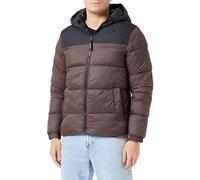 Bestseller A/S Men's JJETOBY Buffer Hood SN Puffer Jacket, Seal Brown/Detail: Black Blocking, M, Seal brown/detail: black blocking, M
