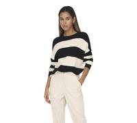 Bestseller A/S Women's Onlatia L/S Stripe KNT Noos Pullover Sweater, Black/Stripes:Whitecap Gray Melange, L