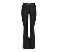 Bestseller A/S Women's Onlblush Mid Waist Flared Coated Noos Polyurethane Trousers, Black, M / 32L